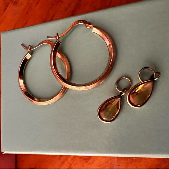 14K Michael Anthony Hoop Earrings / Gold Citrine Jackets - Picture 4 of 16